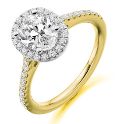 18ct Yellow Gold Oval Cut Diamond Halo Engagement Ring 1.45ct