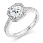 Platinum Brilliant Cut Diamond Halo Engagement Ring 1.10ct