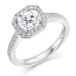 Platinum Brilliant Cut Diamond Halo Engagement Ring 1.10ct