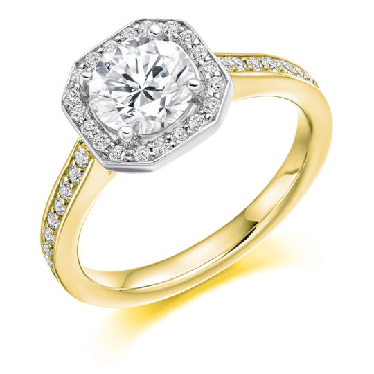 18ct Yellow Gold Brilliant Cut Diamond Halo Engagement Ring 1.10ct