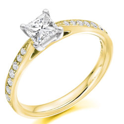 18ct Yellow Gold Princess Cut Diamond Engagement Ring 0.40ct