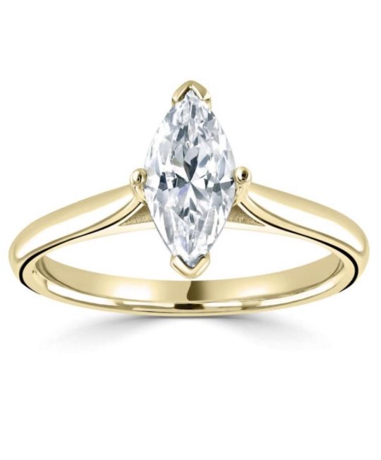 18ct Yellow Gold Marquise Cut Diamond Solitaire Engagement Ring 1.00ct