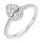 Platinum Pear Shape Diamond Halo Engagement Ring 0.85ct