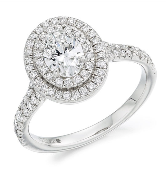 Platinum Oval Cut Diamond Double Halo Engagement Ring 1.20ct