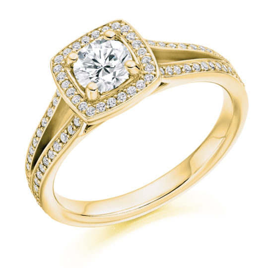 18ct Yellow Gold Brilliant Cut Diamond Halo Engagement Ring 0.80ct