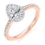 18ct Yellow Gold Pear Shape Diamond Halo Engagement Ring 0.85ct