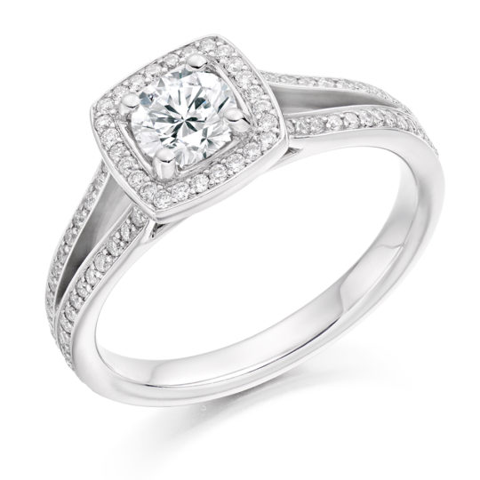 Platinum Brilliant Cut Diamond Halo Engagement Ring 0.80ct