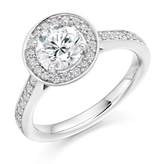 Platinum Brilliant Cut Diamond Halo Engagement Ring 1.25ct