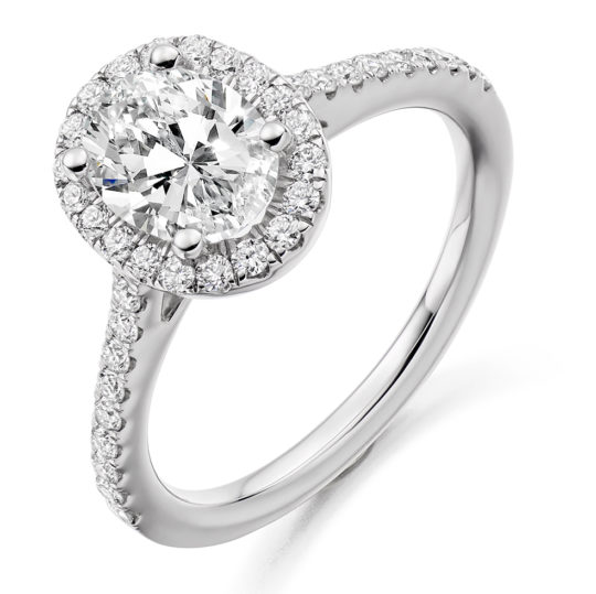 Platinum Oval Cut Diamond Halo Engagement Ring 1.45ct