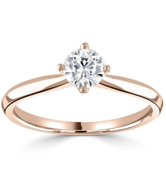 18ct Rose Gold Brilliant Cut Diamond Solitaire Engagement Ring 0.45ct
