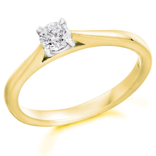 18ct Yellow Gold Brilliant Cut Diamond Solitaire Engagement Ring 0.25ct