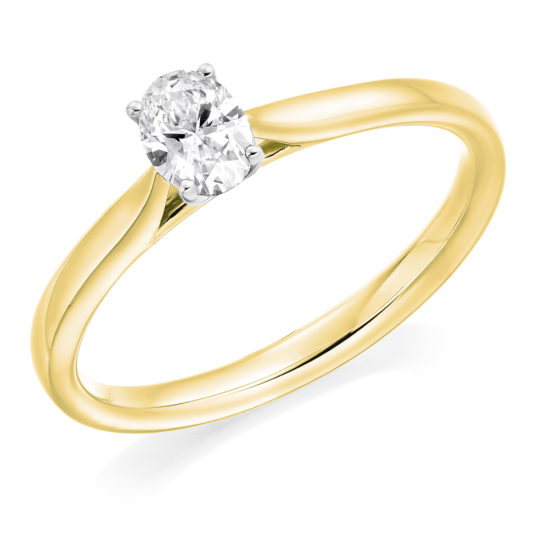18ct Yellow Gold Oval Cut Diamond Solitaire Engagement Ring 0.30ct