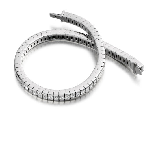 Platinum Princess Cut Diamond Channel Set Tennis Bracelet 6.50ct