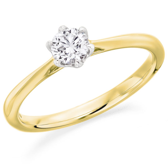 18ct Yellow Gold Brilliant Cut Diamond Solitaire Engagement Ring 0.30ct
