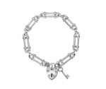 Sterling Silver Key & Lock Pillar Link Bracelet