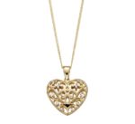 9ct Yellow & White Gold Filigree Open Heart Pendant