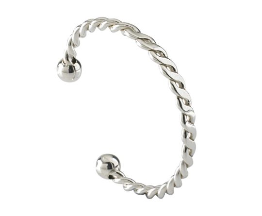 Sterling Silver Twisting Torque Bangle