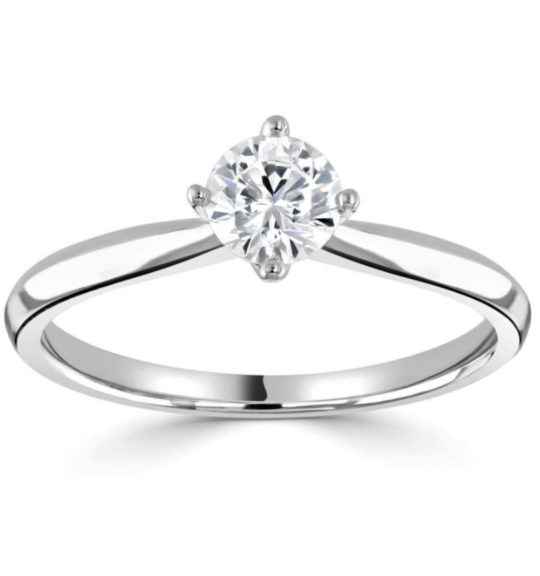 Platinum Brilliant Cut Diamond Solitaire Engagement Ring 0.45ct