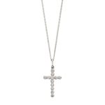 9ct White Gold Petite Diamond Set Cross Pendant