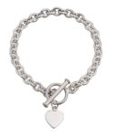 Sterling Silver Heart Tag T-Bar Bracelet