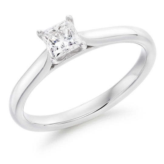 Platinum Princess Cut Diamond Solitaire Engagement Ring 0.40ct