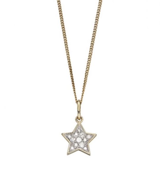 9ct Yellow Gold Petite Pave Set Diamond Star Pendant