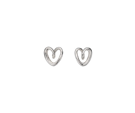 Sterling Silver Swirl Heart Stud Earrings