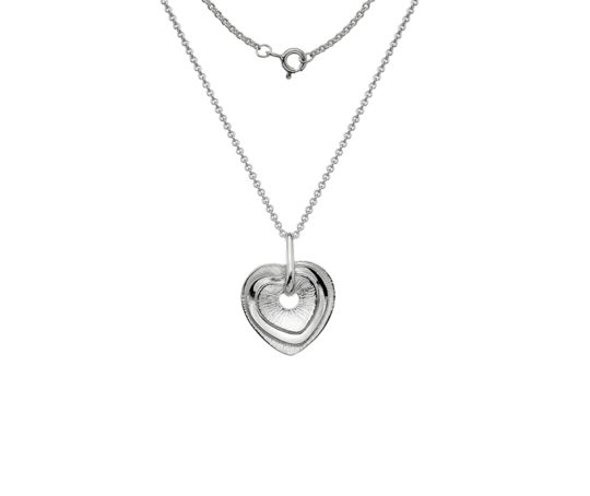 Sterling Silver Layered Triple Heart Pendant & Chain