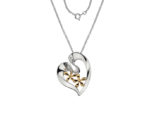 Sterling Silver & Gold Plated Floral Heart Pendant & Chain