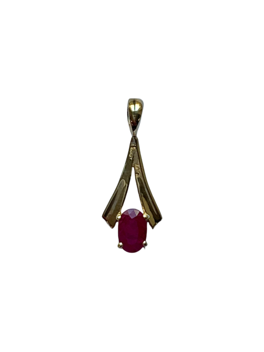 9ct Yellow Gold Ruby Fancy Drop Pendant