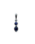 18ct White Gold Sapphire & Diamond Bezel Set Drop Pendant