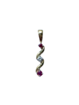9ct Yellow Gold Ruby & Diamond Three Stone Drop Pendant