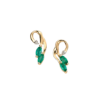 9ct Yellow Gold Emerald & Diamond Set Vine Drop Earrings