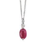 9ct White Gold Ruby & Diamond Three Stone Pendant
