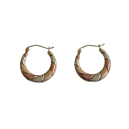 9ct Yellow, White & Rose Gold Hoop Earrings