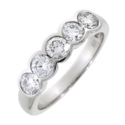 Platinum Brilliant Cut Diamond Five Stone Bezel Set Eternity Ring 1.00ct