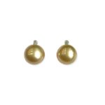 18ct White Gold Golden South Sea Pearl & Diamond Stud Earrings