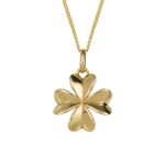 9ct Yellow Gold Four Leaf Clover Pendant