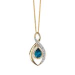 9ct Yellow Gold London Blue Topaz & Diamond Pendant