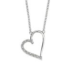 9ct White Gold Diamond Set Open Heart Pendant & Chain