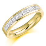 18ct Yellow Gold Princess Cut & Baguette Cut Diamond Channel Set Half Eternity Ring 1.00ct