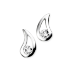 Sterling Silver Cubic Zirconia Tear Drop Stud Earrings