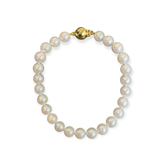9ct Yellow Gold Cultured Freshwater 7.5in Pearl Bracelet