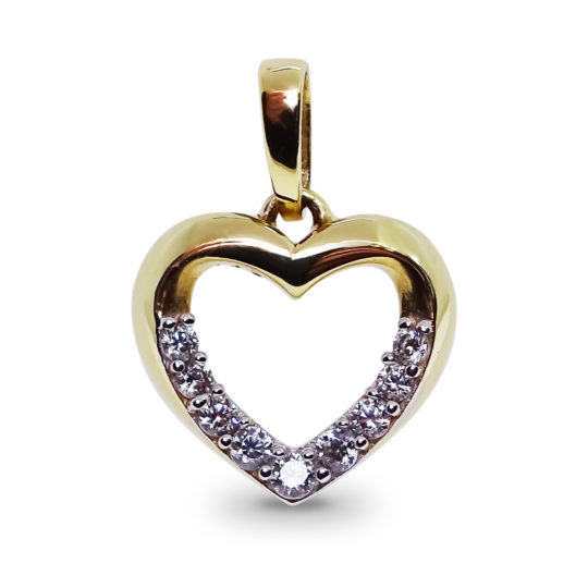 9ct Yellow Gold Cubic Zirconia Open Heart Pendant