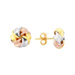 9ct Yellow, White & Rose Gold Fancy Knot Stud Earrings