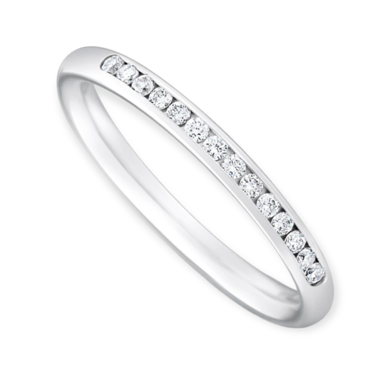 Platinum Brilliant Cut Diamond Channel Set Half Eternity Ring 0.15ct