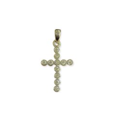 Sterling Silver Cubic Zirconia Bezel Set Cross Pendant