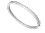 Sterling Silver Princess Cut Cubic Zirconia Bangle