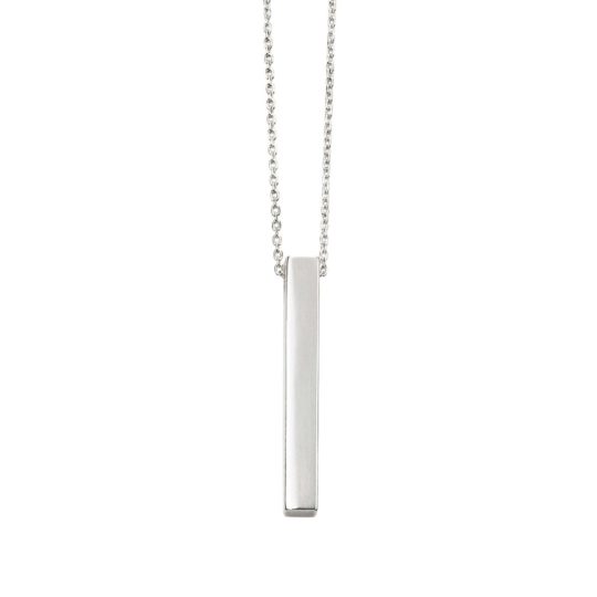 Sterling Silver Long Bar Drop Pendant & Chain