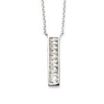 Sterling Silver Cubic Zirconia Channel Set Pendant & Chain